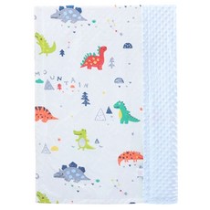 OhBabyLying 春夏薄款荳荳毯 多款印花設計, 藍底恐龍