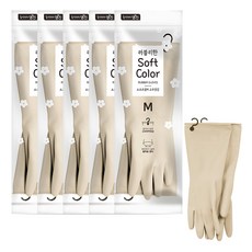 Home Edition MJ 柔和色彩橡膠手套, 淺米色, 中(M), 5套