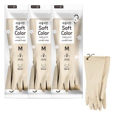 명진 소프트컬러 고무장갑, 라이트베이지, 중(M), 3세트