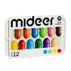 mideer 不沾手 豌豆蠟筆 3歲以上, 12色, 1盒