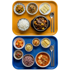 미니모 고강도 컬러 쟁반 트레이 2종 세트, 아마존블루, 머스타드, 1세트