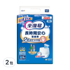 來復易 長時間安心復健褲 超強吸水力不外露 超彈性腰圍 方便穿脫, M 24~33吋, 16片, 2包