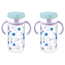 Richell 利其爾 AQ 外出用飲用馬克杯, 淺藍色, 320ml, 2個