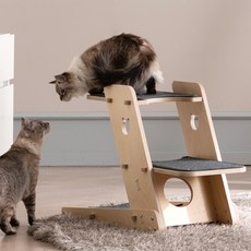 라샘 자작나무 원목 고양이 오리 캣타워 기본형 + 스크래쳐 패드 3p + 고무망치 + 장갑, 혼합색상, 1세트