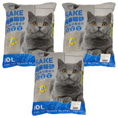 SAKE 粗球礦砂, 10L, 含消臭/抗菌成分, 檸檬香, 6kg, 3包