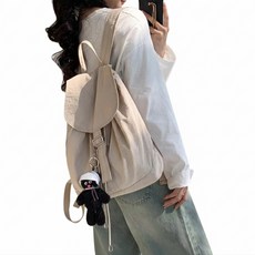 Ion 布料抽繩後背包, 象牙白色