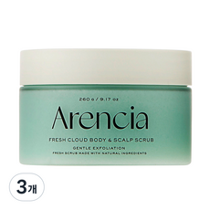 아렌시아 프레시 클라우드 바디 앤 스칼프 스크럽 프렌치민트 앤 릴리, 260g, 3개