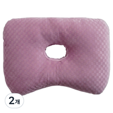 SOUL RICH 防壓耳穿洞枕頭, 2個, 棋盤格天鵝絨 粉色