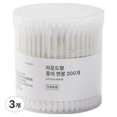 JAJU 라운드형 종이 면봉, 200개입, 3개