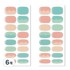 Bellancy 真實凝膠美甲貼 基本款美甲貼紙 16片, 薄荷粉紅波浪, 6個