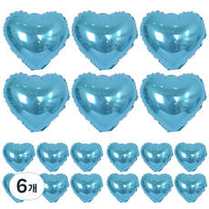 joyparty 錫箔愛心氣球 6入, 淺藍色, 6個