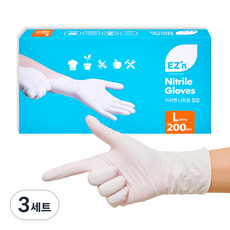 EZ'n 丁腈手套 3.5g 200入, 白色, 大(L), 3個