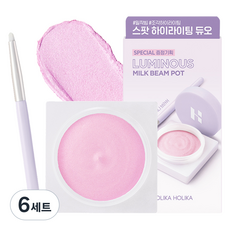 홀리카홀리카 루미너스 밀크빔 팟 하이라이터 + 브러쉬 세트, 6개, 05플러밋