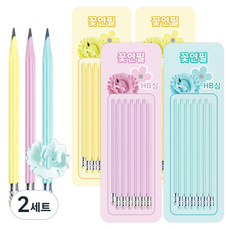花朵造型HB筆芯 48入 繪圖感佳鉛筆 混合顏色, 2套, 粉紅色, 藍色, 黃色