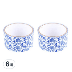 레트로 인테리어 DIY 장식 롤 테이프 15m, D 블루(연꽃넝쿨), 6개