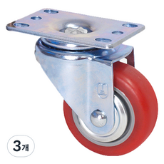 World Clean PVC 紅色旋轉腳輪, 3個