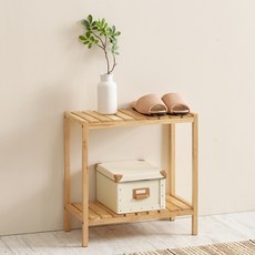 Joeunworld 橡膠木2層鞋櫃, 天然