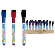 SUCCESS 成功 附擦細字白板筆, 黑色 + 藍色 + 紅色, 9支