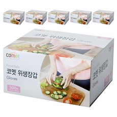 코멧 도톰한 엠보싱 위생장갑, 6개, 500개입 6개, 500개입