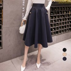 ViVEMO 優雅線條傘狀中長裙 00557