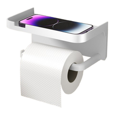 편리홈 무타공 접착식 선반형 휴지걸이, 화이트, 1개
