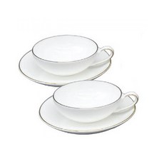 T-Logic 阿拉丁金邊杯和碟子套組 2, 1套, 玻璃 2p + 碟子 2p