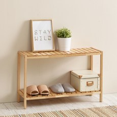 Joeunworld 橡膠木實木鞋櫃 800, 自然色