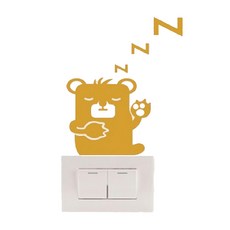 WE CHAMP 鏡面開關貼3件組 WTB-052 1套, 瞌睡熊 黃色