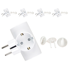 이어지다 T자형 멀티콘센트 3구 PO2123 + 안전캡 3p 세트, 50cm, 혼합색상, 5세트