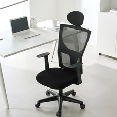 체어스코 네이처 허리 편한 사무용 공부 의자 헤드세트, 딥블랙