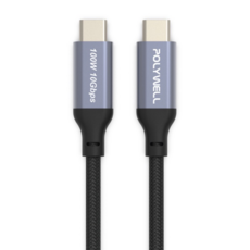 POLYWELL 寶利威爾 高速傳輸充電線 Type C To Type C PW15-W45-M192, 2m, 黑灰色, 1條