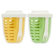 Sisem 攜帶式水果便當盒兩件組, 黃色 + 綠色, 1套