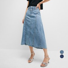 미쏘 여성용 데님 플레어 롱스커트