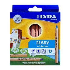 LYRA 三角原木彩色鉛筆 舒適好握 堅硬筆芯不易斷裂 左右手適用, 12色, 1組