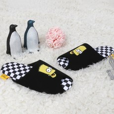 심슨 바트 체크 거실 실내화, BLACK, 1개