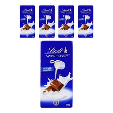 Lindt 瑞士蓮 經典牛奶巧克力, 5片, 100g