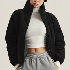 Elsso 女款溫暖寬鬆燈芯絨金色短羽絨外套