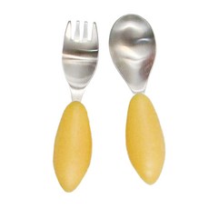 PICABOO 布咔寶 學習叉匙組 304不鏽鋼 食品級聚丙烯PP, 金盞花黃, 1盒