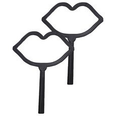 Double J 嘴唇造型化妝手拿鏡, 2個, 黑色