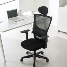 체어스코 네이처 컴퓨터의자 사무용 학생 공부 책상의자 허리받침+조절팔세트, 딥블랙