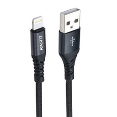 RASTO RX37 For 蘋果 Lightning 鋁合金充電傳輸線, 1.2m, 黑色, 1條