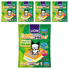 LION 獅王 雙層貓砂盆專用檜木砂 3.5L 天然檜木 消臭抗菌, 5袋