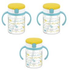 Richell 利其爾 AQ 馬克杯吸管杯, 黃色, 200ml, 3個