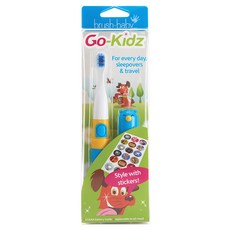 brush-baby GoKidz 聲波電動牙刷 外出攜帶型 含可愛貼紙, 粉藍色, 1支