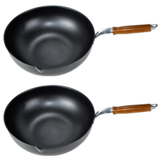 CooK&CooK 木質單柄大理石塗層硬質中式炒鍋, 32cm, 2個