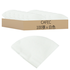 CAFEC ABACA PLUS 麻纖維錐形濾紙 2~4杯份 白色, 100張, 1包