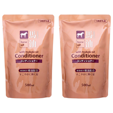 KUMANO 熊野油脂 馬油無矽靈潤髮乳 補充包, 500ml, 2包