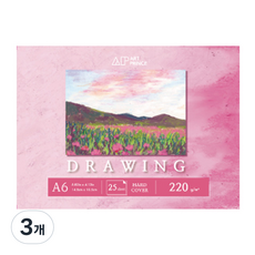 두성 아트프린스 드로잉 무선 스케치북 220g D11, A6, 25매, 3개