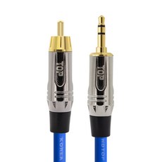 HDtop 金屬 RCA TO 3.5 立體聲連接線 1.5m, 藍色, 1個, HT-TP4102