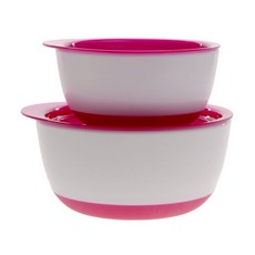OXO tot 防滑加蓋大小碗組, 莓果粉, 1組